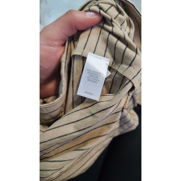 New J.Jill Women's 2X Light Camel Black Wearever Rolled Cuff Slub Knit Top - Picture 5 of 7